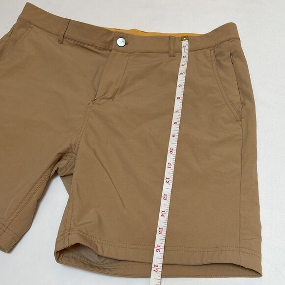 Avalon Tan Flat Front Shorts Casual Style - Picture 5 of 10